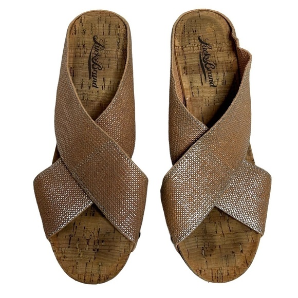 Lucky Brand Miller 2 Cork Wedge Sandals Women’s Canvas Straps in Rose Gold - Picture 5 of 16